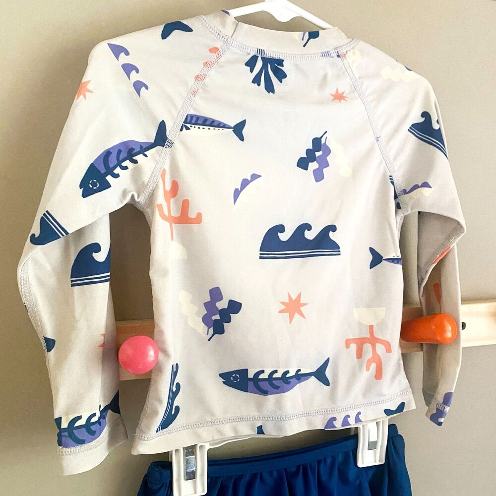 Tea Collection Nautical Themed Swimsuit Rash Guard Top w/ Tutu Bikini Bottoms - Picture 9 of 9